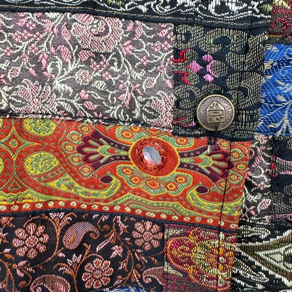 Coldwater Creek Women's Blazer Jacket Size L Mixed Media Artsy Embellished Blue - Picture 3 of 9